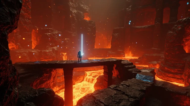 Link exploring the fire temple in Tears of the Kingdom