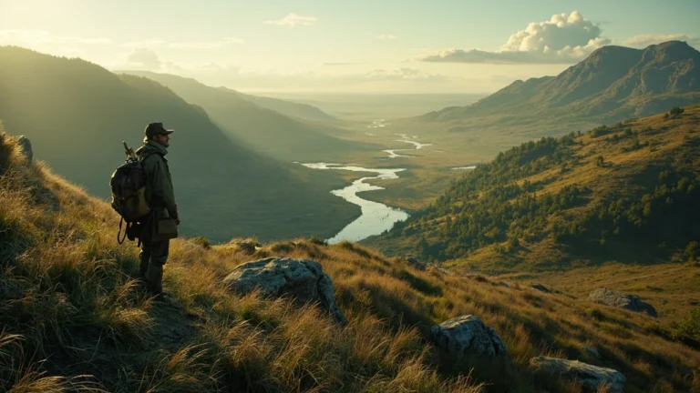 Player observing Pokémon habitats from a clifftop in wild zone 5