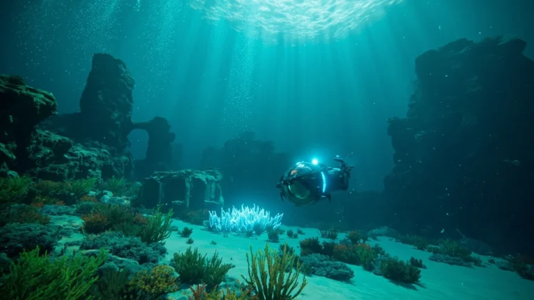 Subnautica 2 map showing alien ocean biomes and player beacons