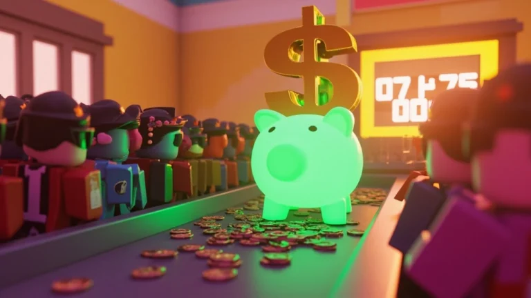 Roblox Steal a Brainrot conveyor with the rare Money Money Puggy Brainrot